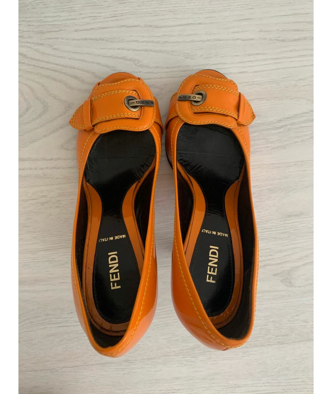 FENDI Оранжевое туфли из лакированной кожи, фото 3