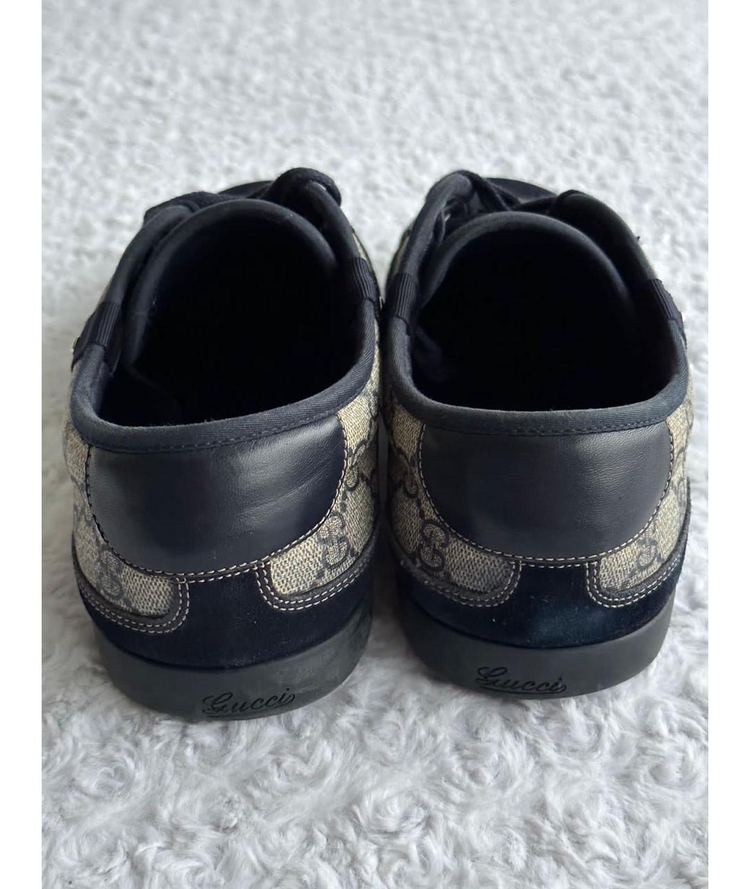 GUCCI Черные замшевые низкие кроссовки / кеды, фото 6
