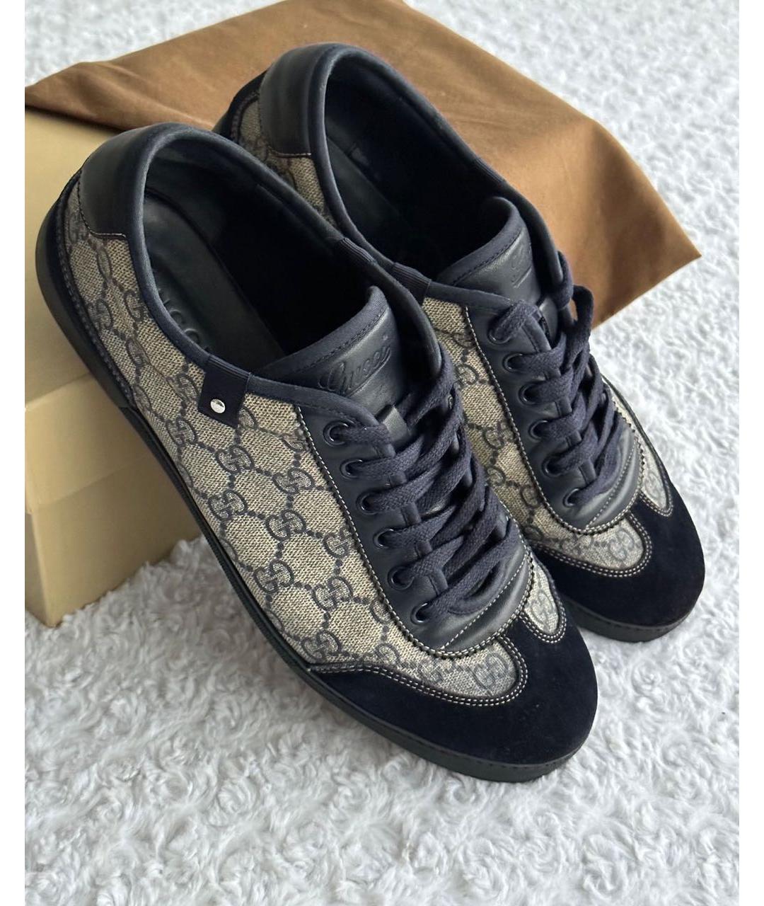 GUCCI Черные замшевые низкие кроссовки / кеды, фото 4