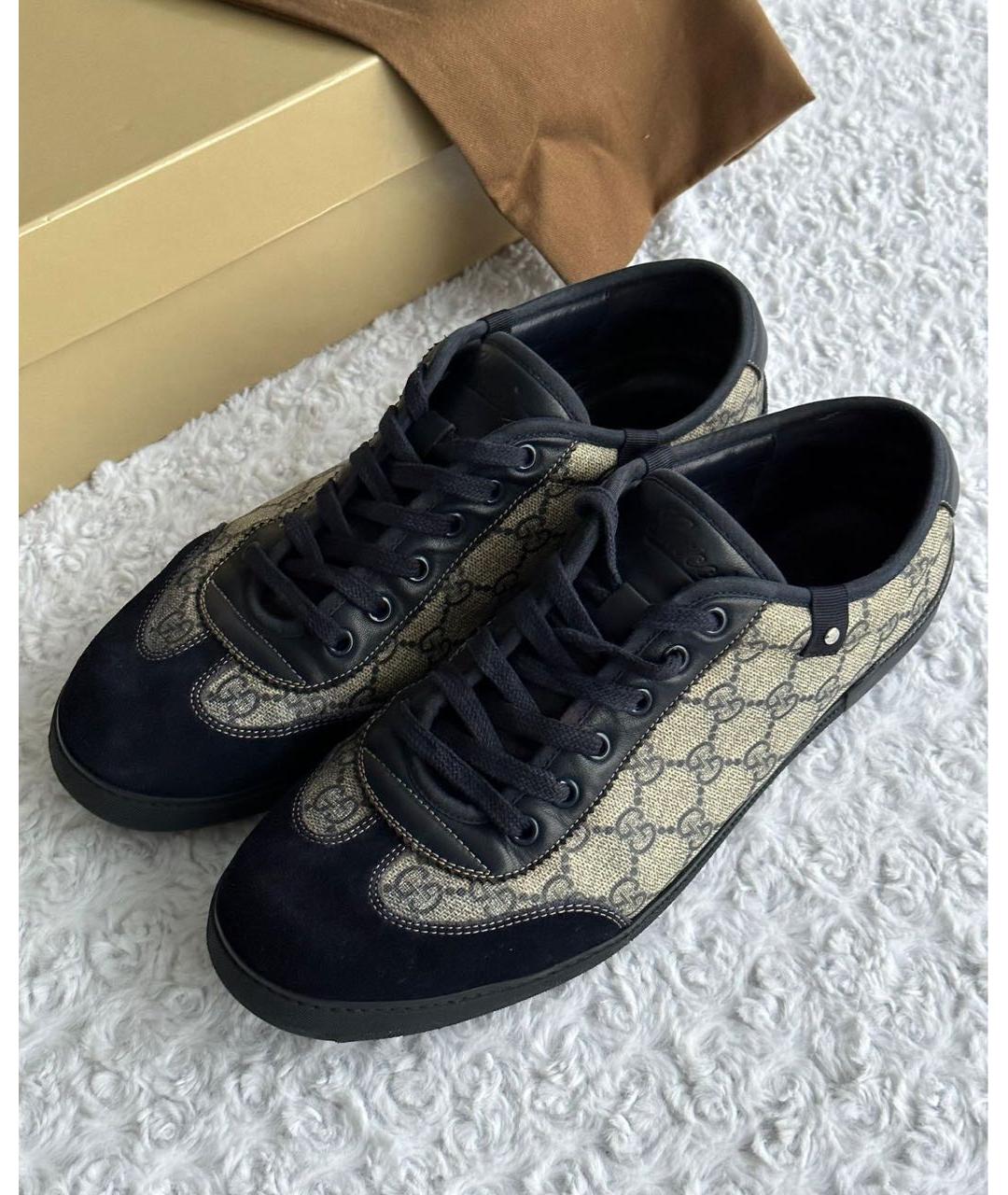 GUCCI Черные замшевые низкие кроссовки / кеды, фото 2
