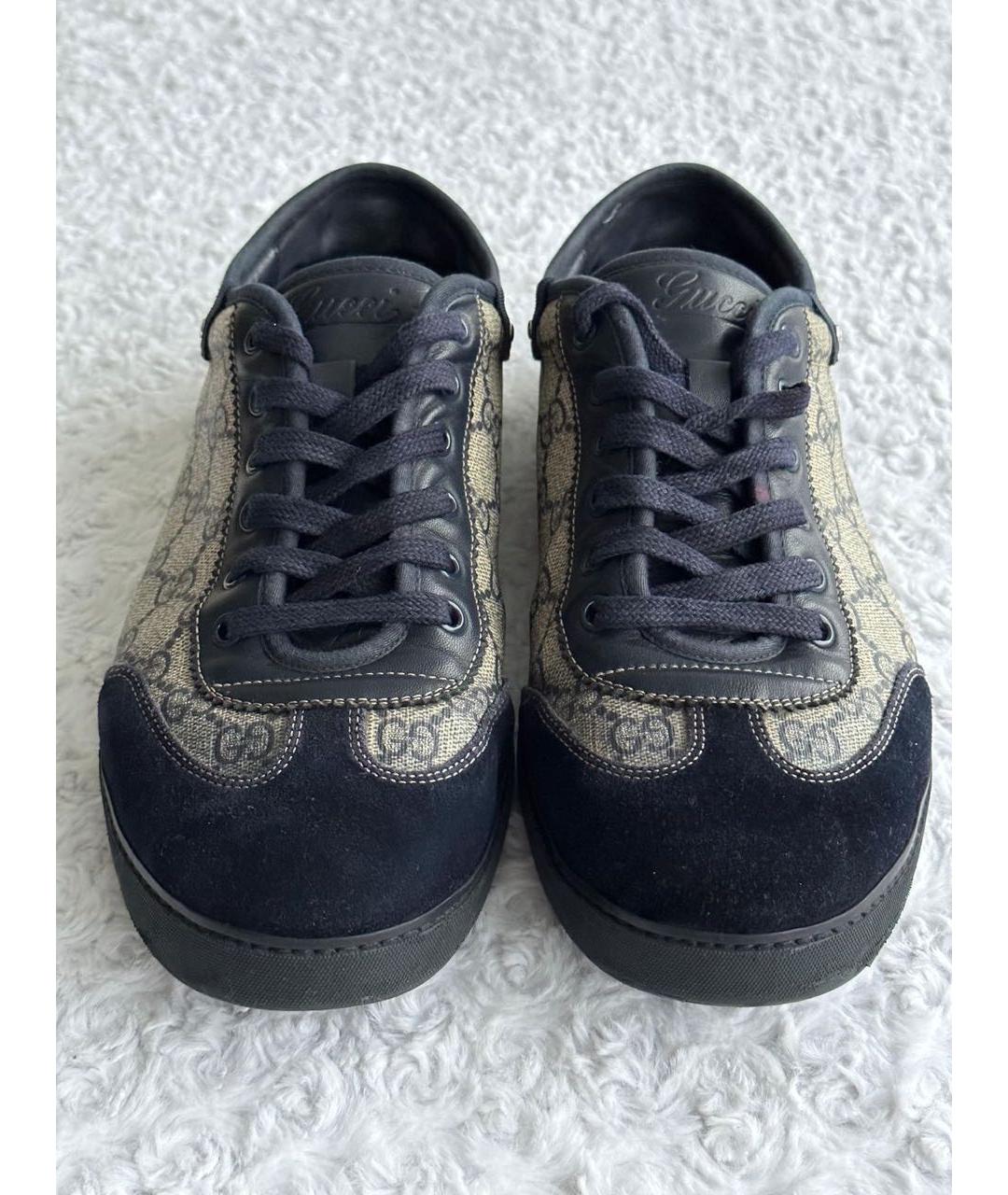 GUCCI Черные замшевые низкие кроссовки / кеды, фото 5