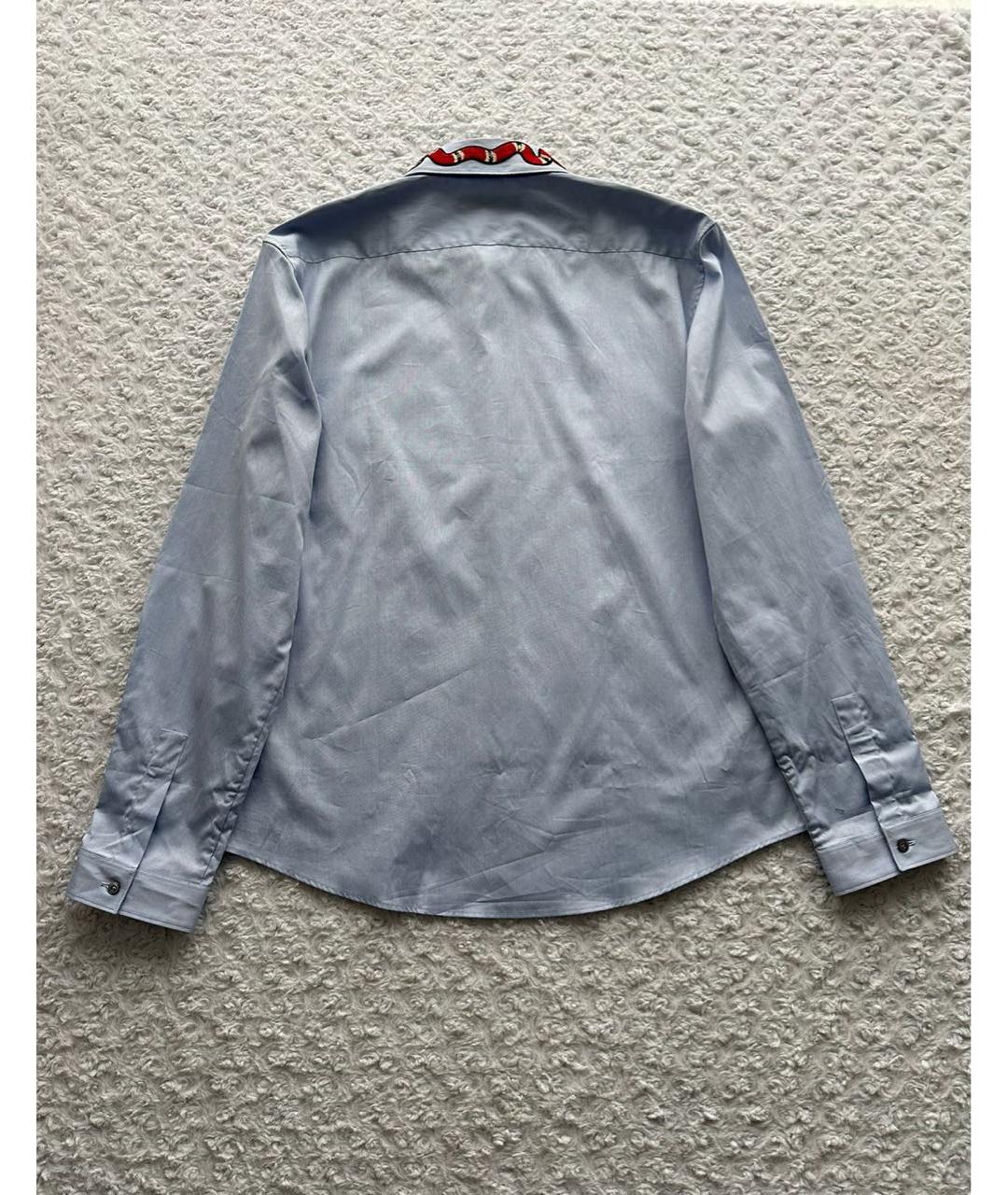 GUCCI Голубая хлопковая классическая рубашка, фото 2