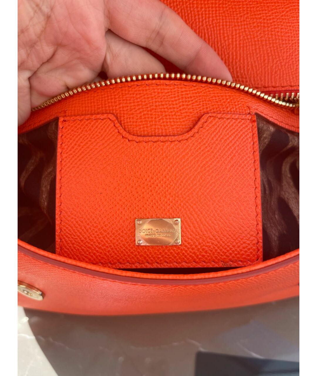 DOLCE&GABBANA Оранжевая кожаная сумка тоут, фото 4