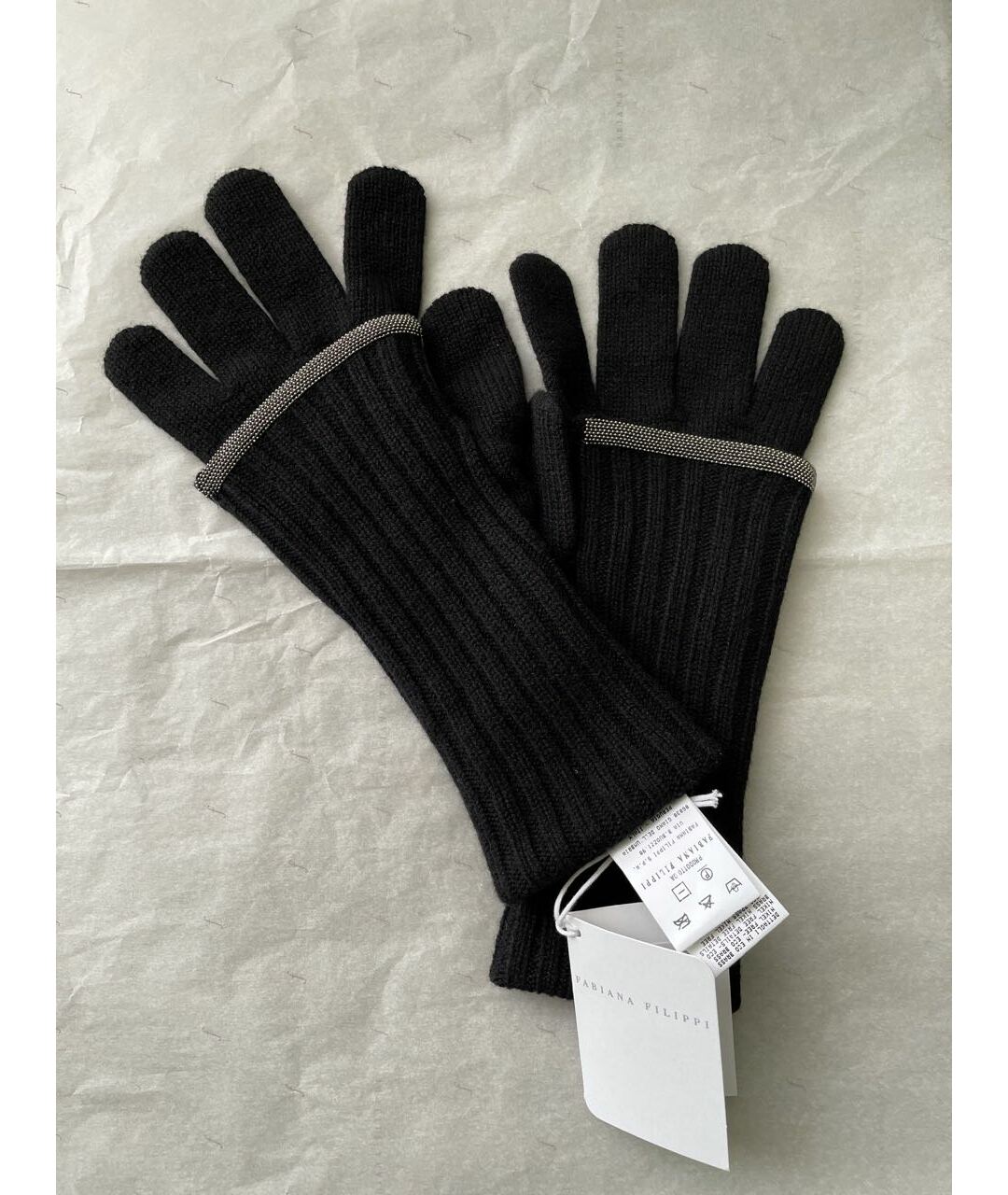 FABIANA FILIPPI Черные шерстяные перчатки, фото 4