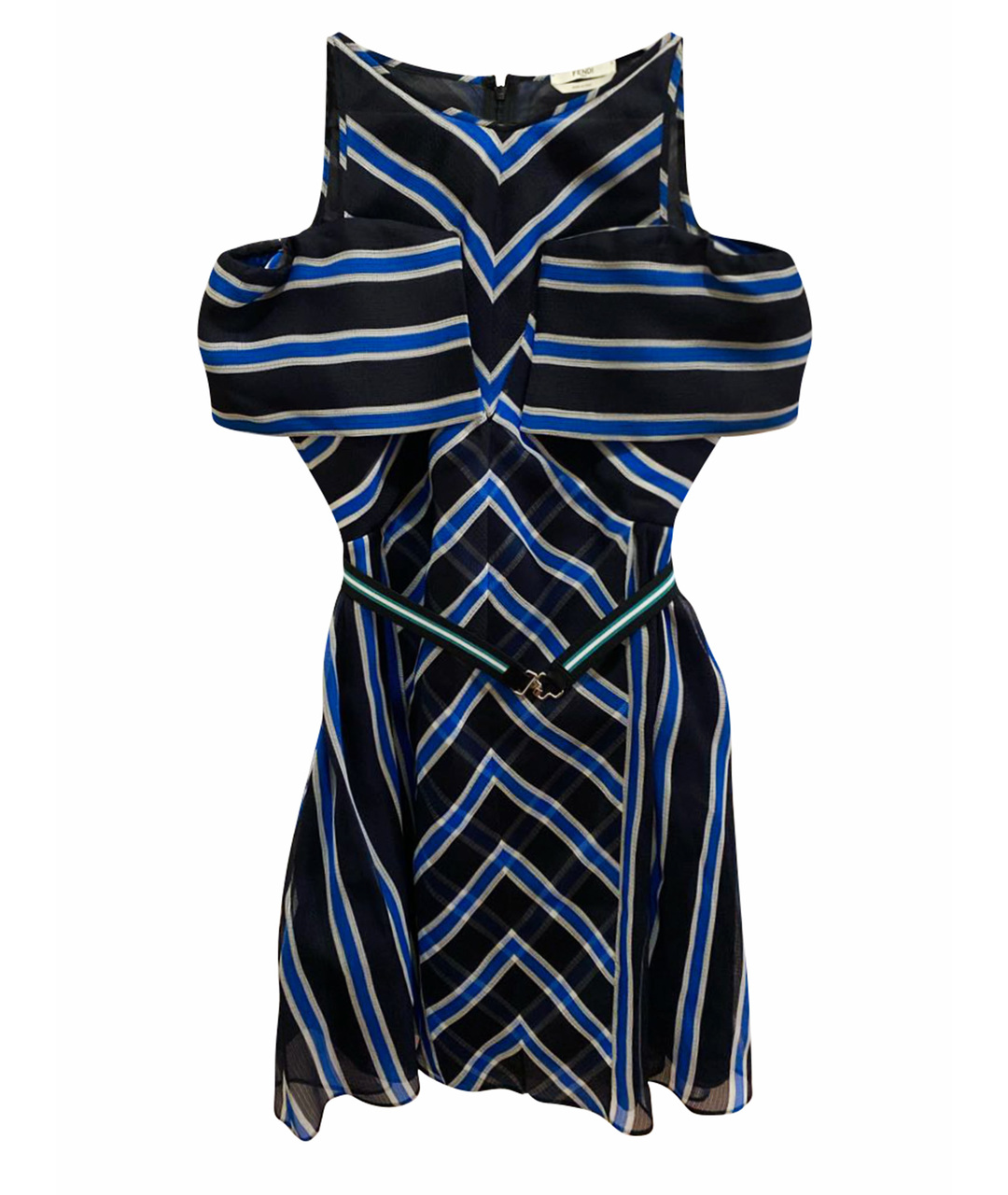 FENDI Синее шелковое повседневное платье, фото 1