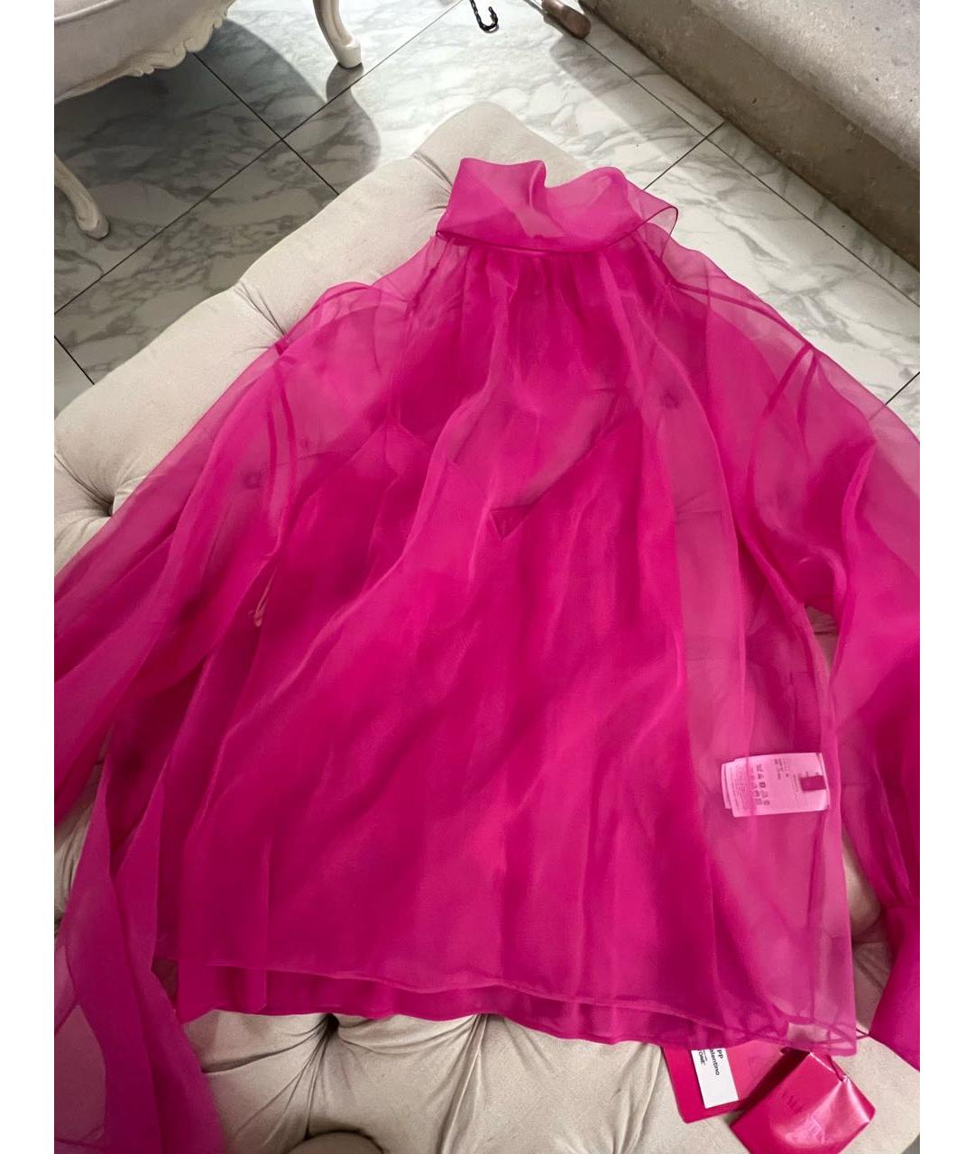 VALENTINO Розовая шелковая блузы, фото 8