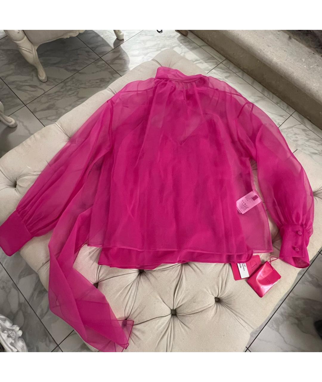 VALENTINO Розовая шелковая блузы, фото 5