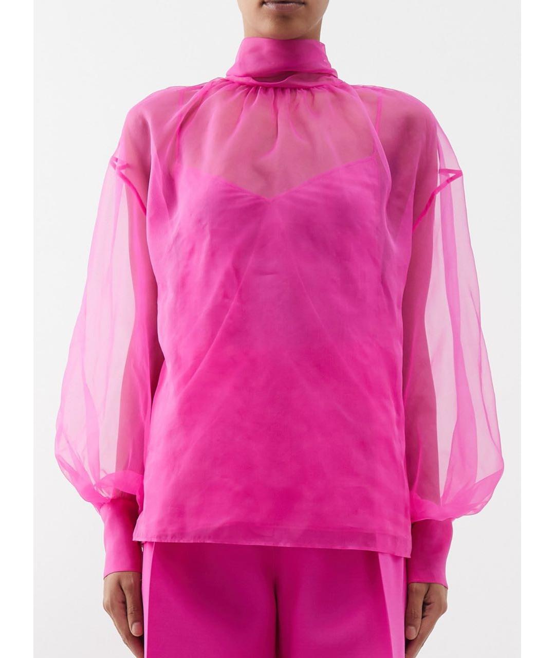 VALENTINO Розовая шелковая блузы, фото 2