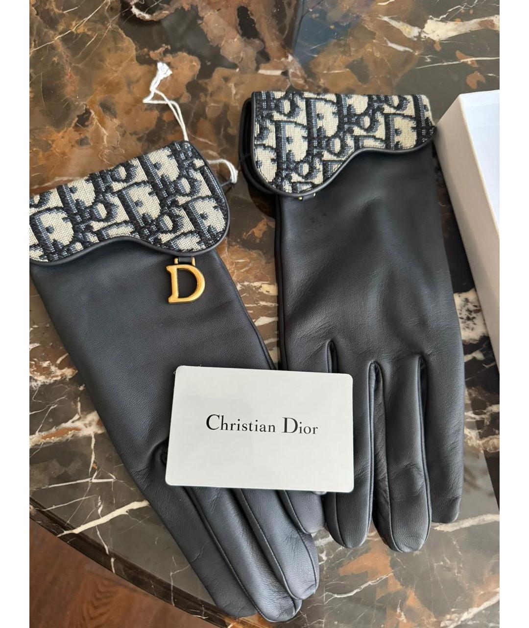 CHRISTIAN DIOR PRE-OWNED Черные кожаные перчатки, фото 5