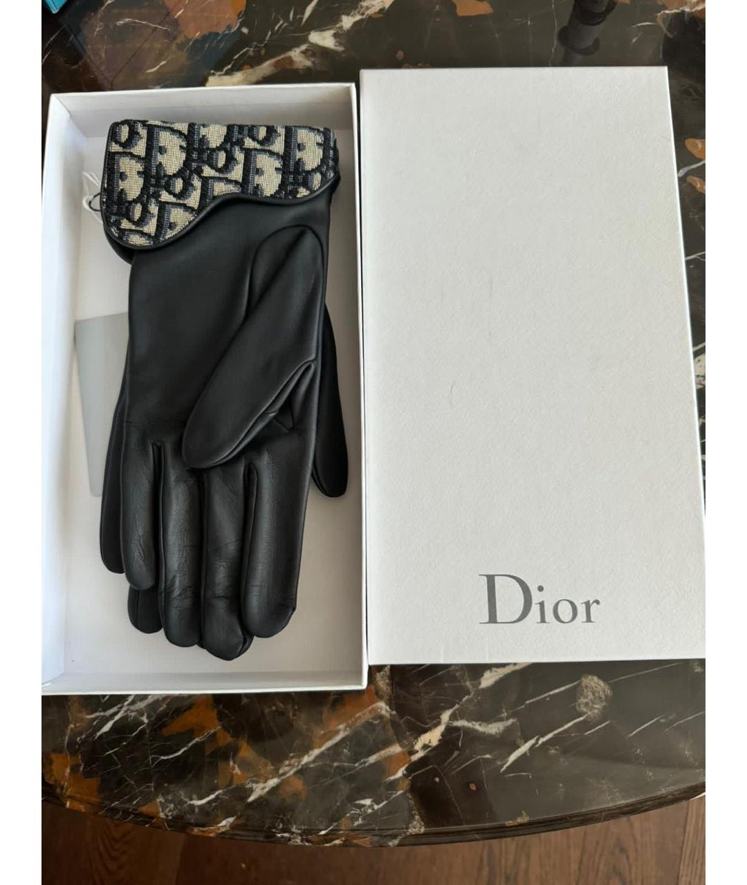 CHRISTIAN DIOR PRE-OWNED Черные кожаные перчатки, фото 6