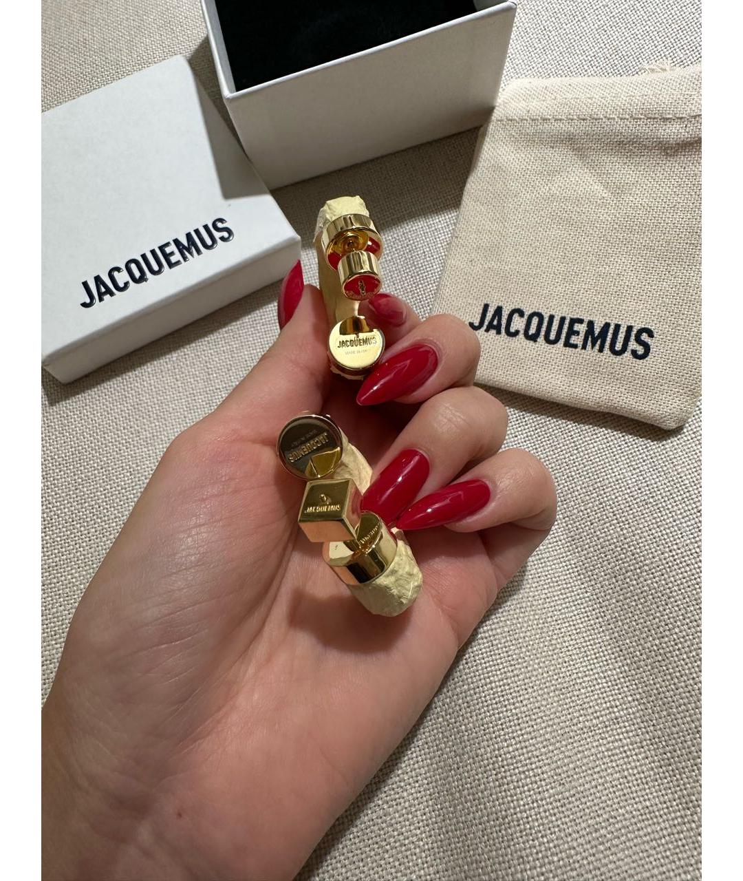 JACQUEMUS Бежевые серьги, фото 4