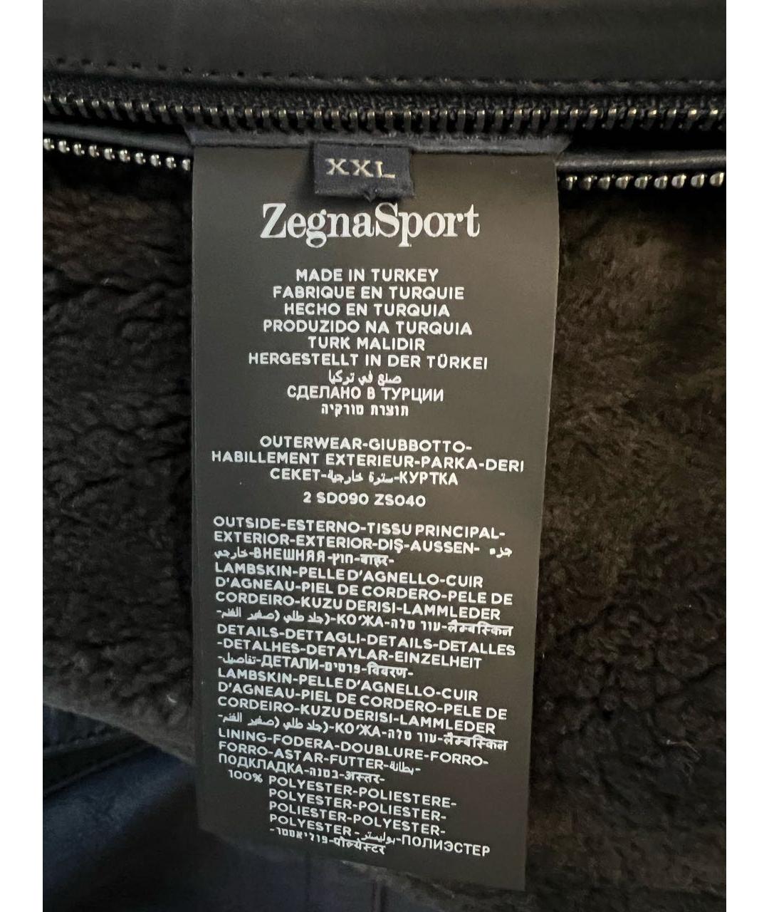 ZEGNA SPORT Темно-синяя кожаная куртка, фото 3