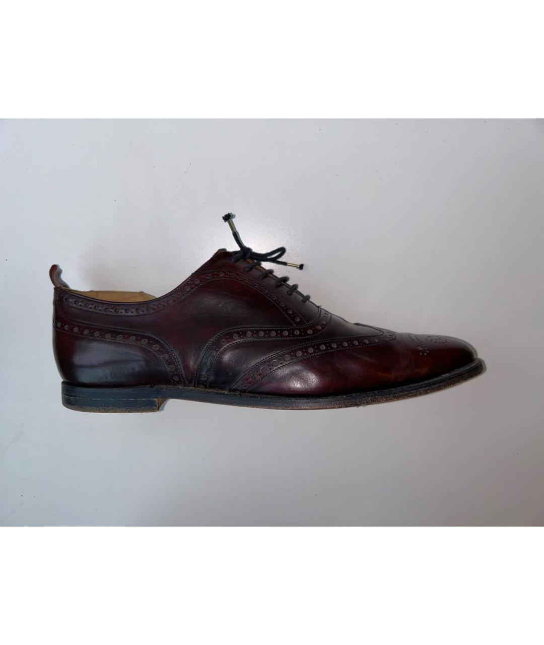 BURBERRY Бордовые кожаные туфли, фото 9