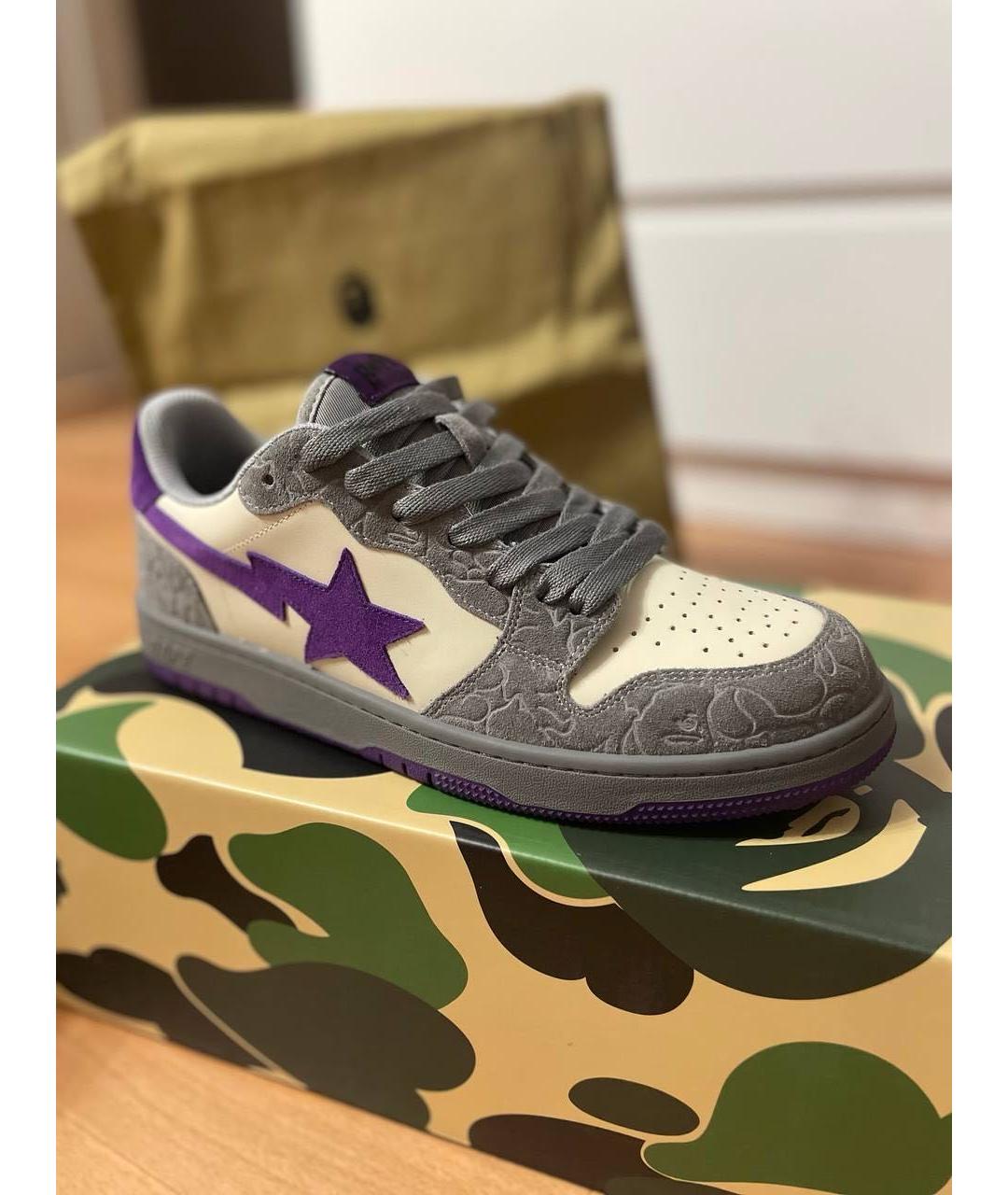 A BATHING APE Фиолетовые замшевые низкие кроссовки / кеды, фото 2