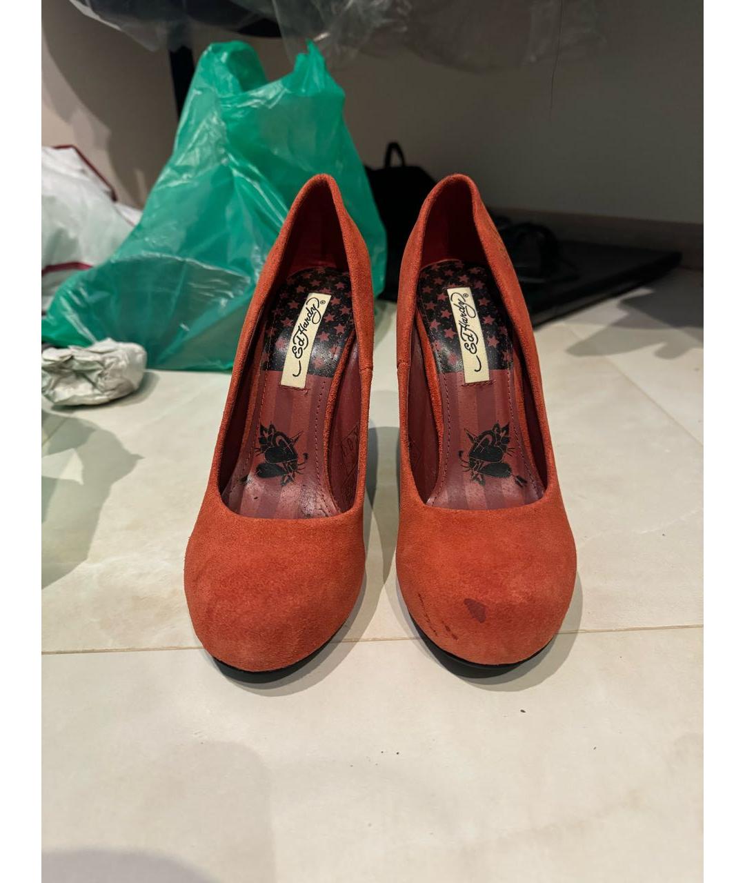 ED HARDY Оранжевое замшевые туфли, фото 2