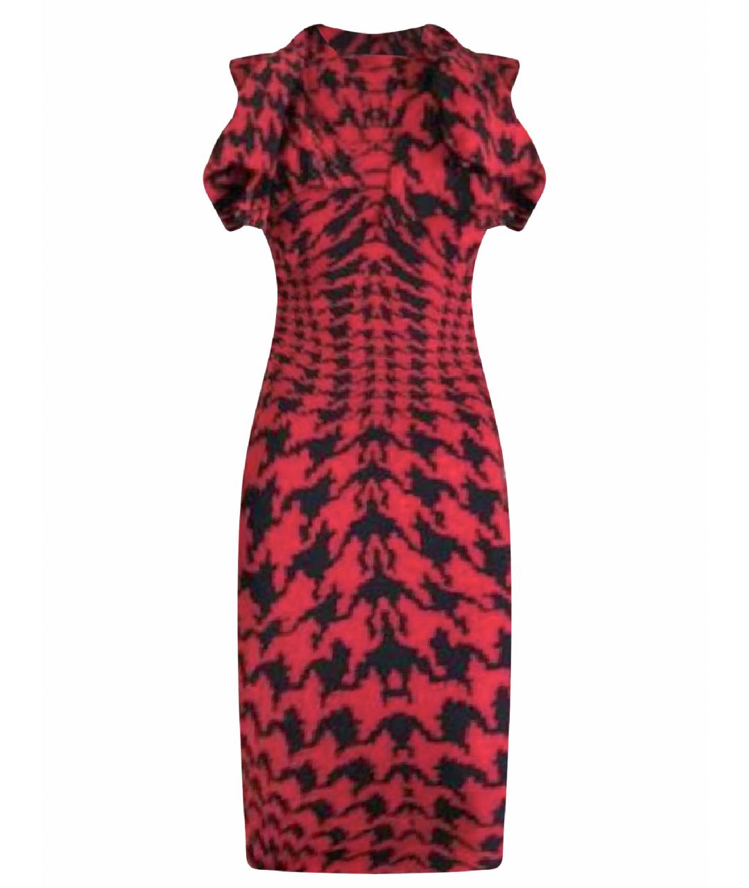 ALEXANDER MCQUEEN Красное шерстяное коктейльное платье, фото 1