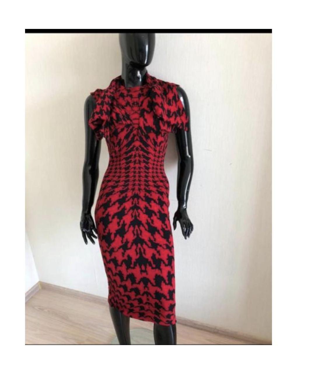 ALEXANDER MCQUEEN Красное шерстяное коктейльное платье, фото 5