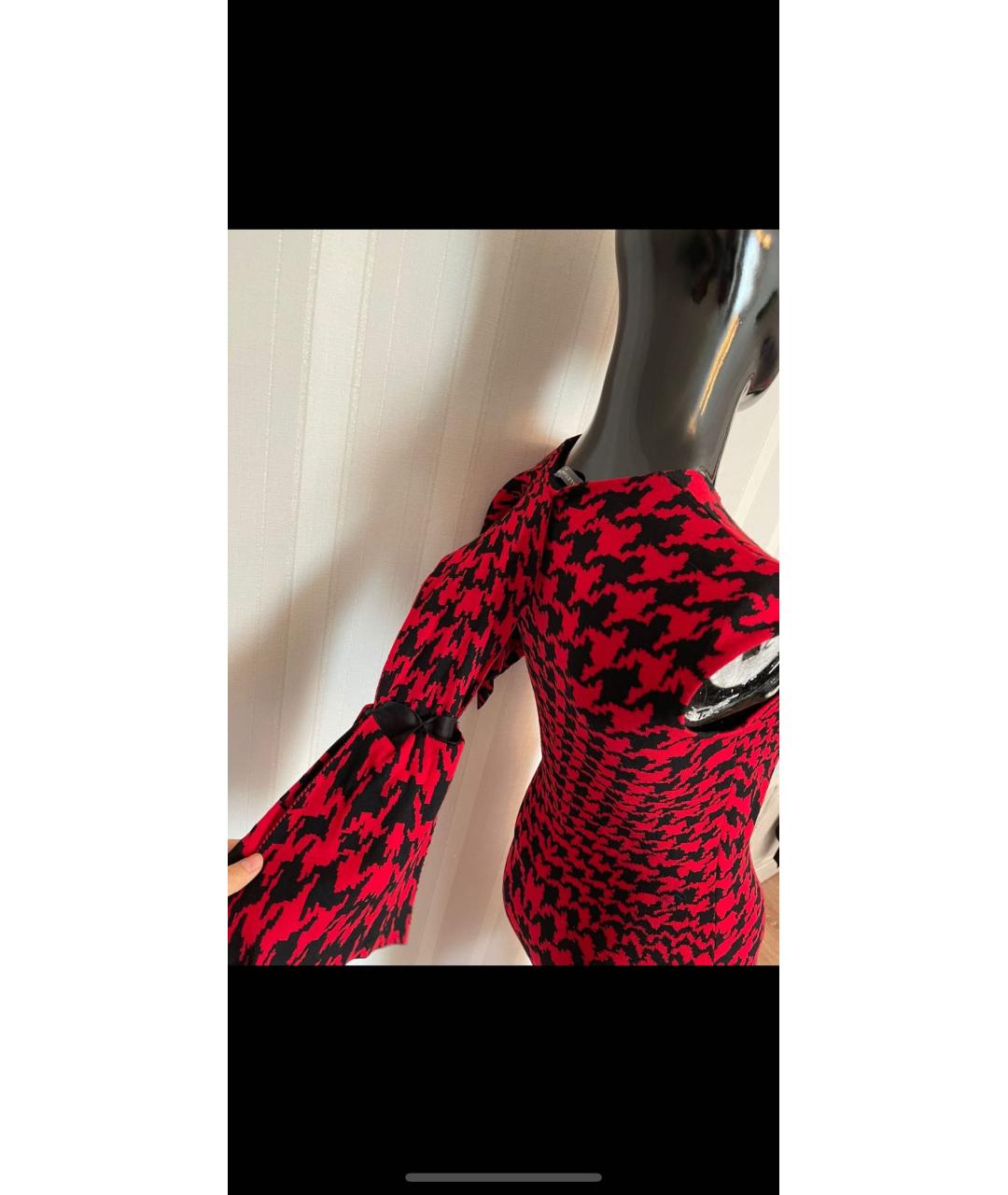 ALEXANDER MCQUEEN Красное шерстяное коктейльное платье, фото 2