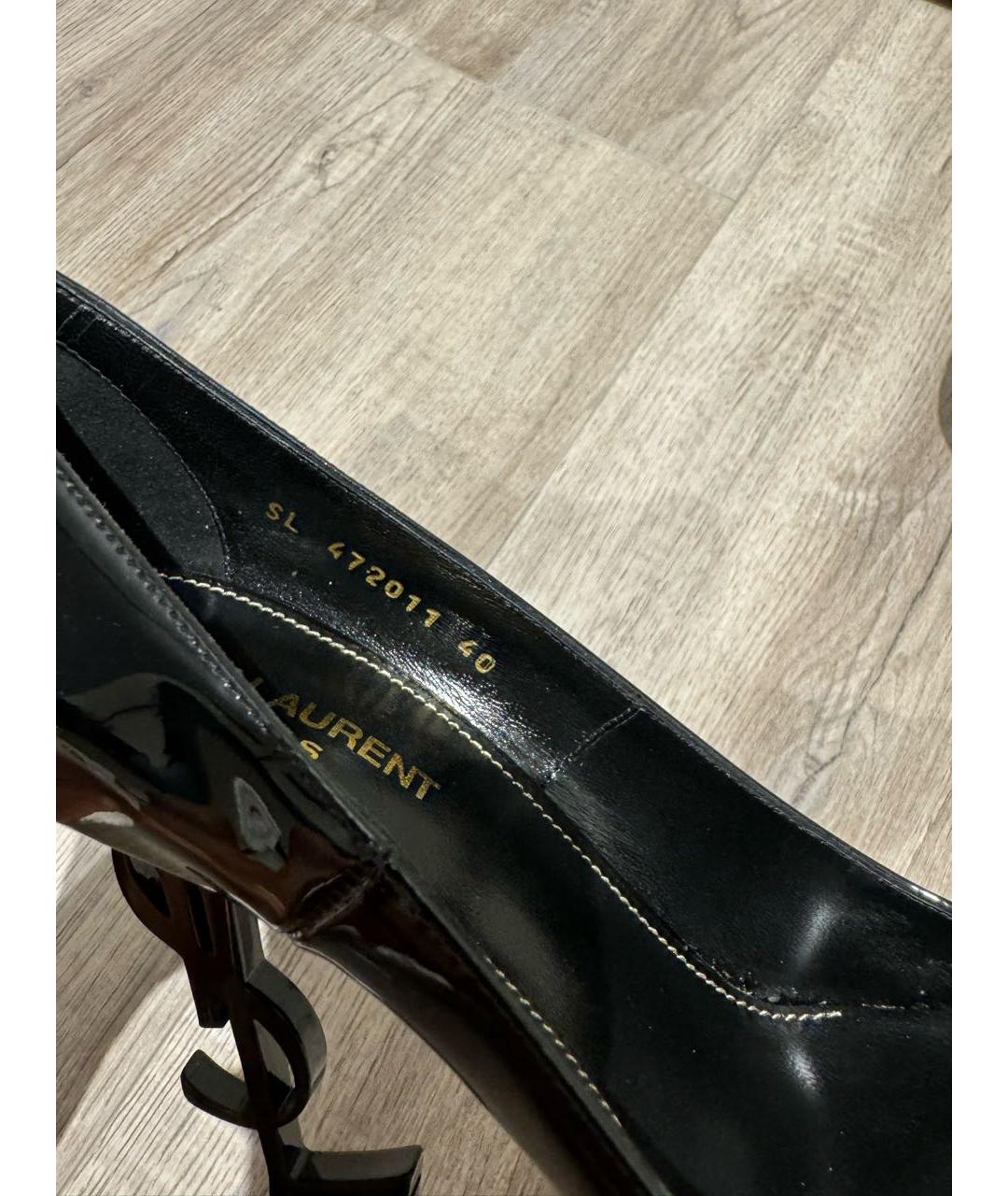 SAINT LAURENT Черные туфли из лакированной кожи, фото 8