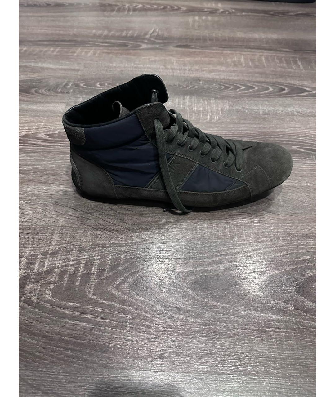 PRADA Темно-синие замшевые высокие кроссовки / кеды, фото 6