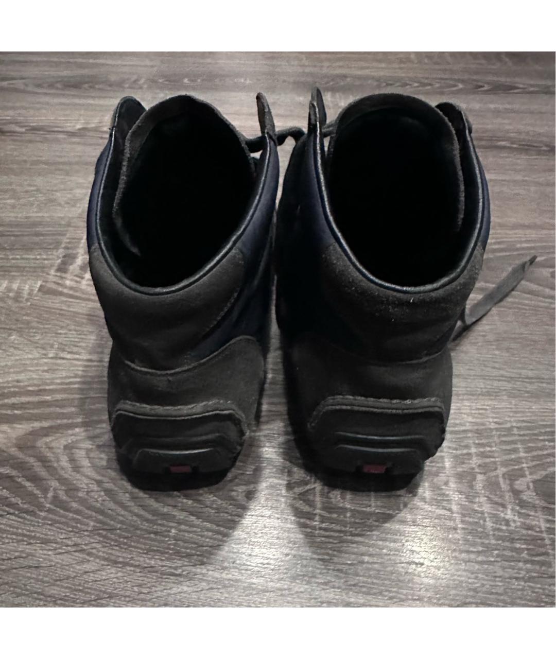 PRADA Темно-синие замшевые высокие кроссовки / кеды, фото 4