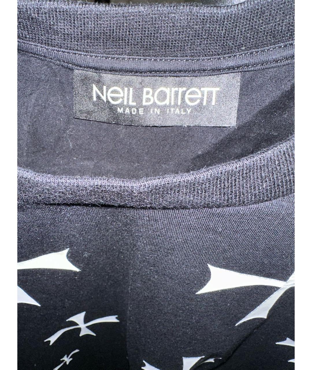 NEIL BARRETT Черная хлопко-эластановая футболка, фото 4