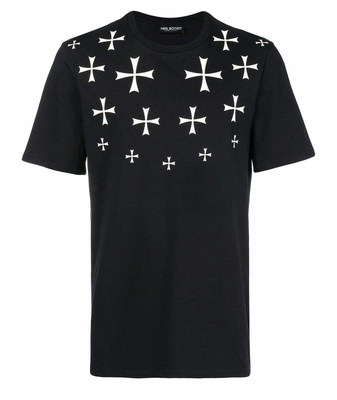 NEIL BARRETT Черная хлопко-эластановая футболка, фото 1