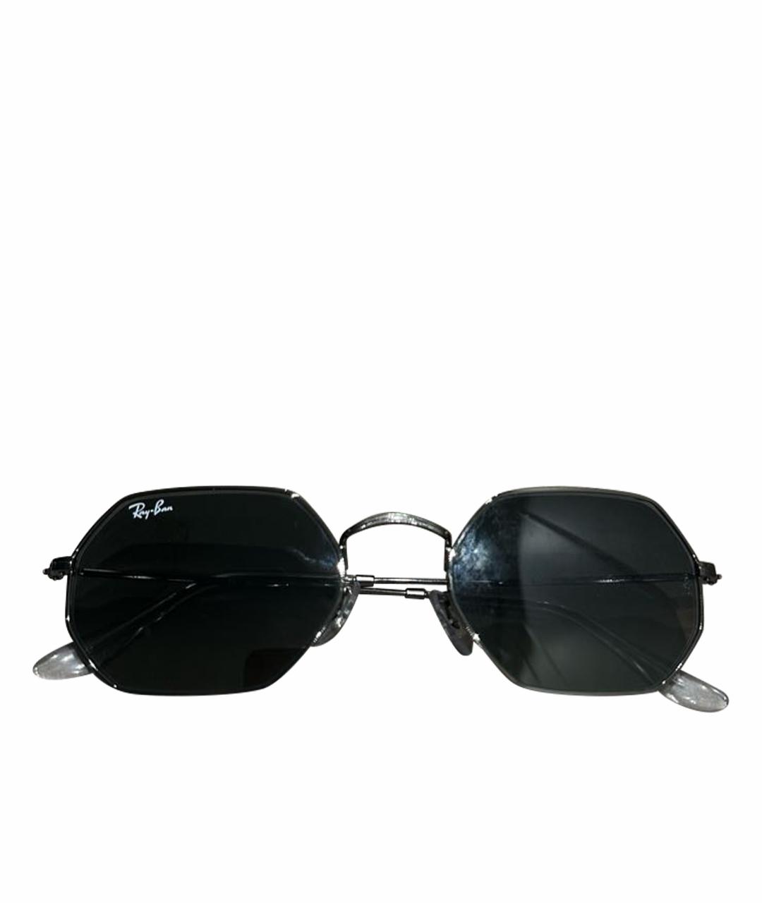 RAY BAN Антрацитовые металлические солнцезащитные очки, фото 1