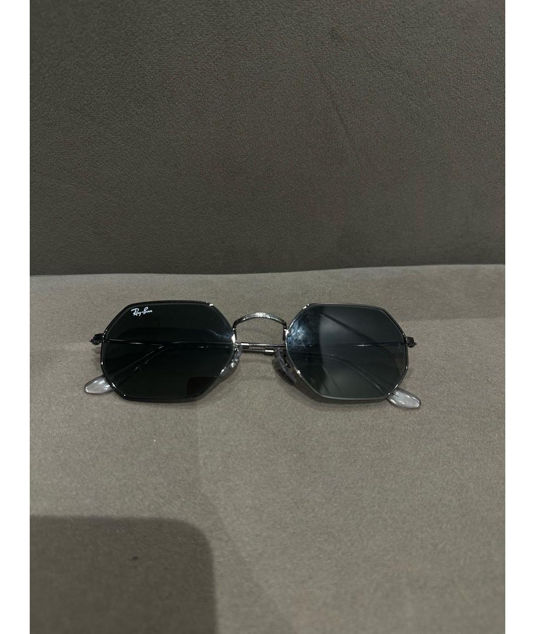 RAY BAN Антрацитовые металлические солнцезащитные очки, фото 5