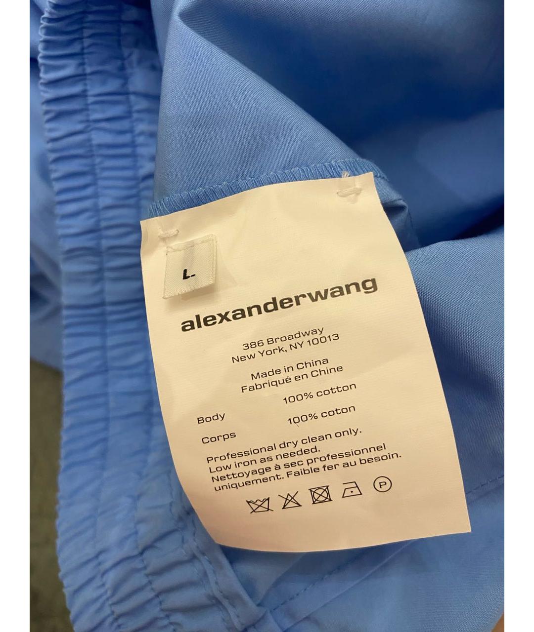 T BY ALEXANDER WANG Голубые хлопковые брюки широкие, фото 5