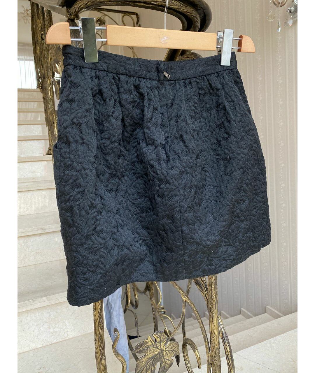 DOLCE&GABBANA Черная вискозная юбка мини, фото 3