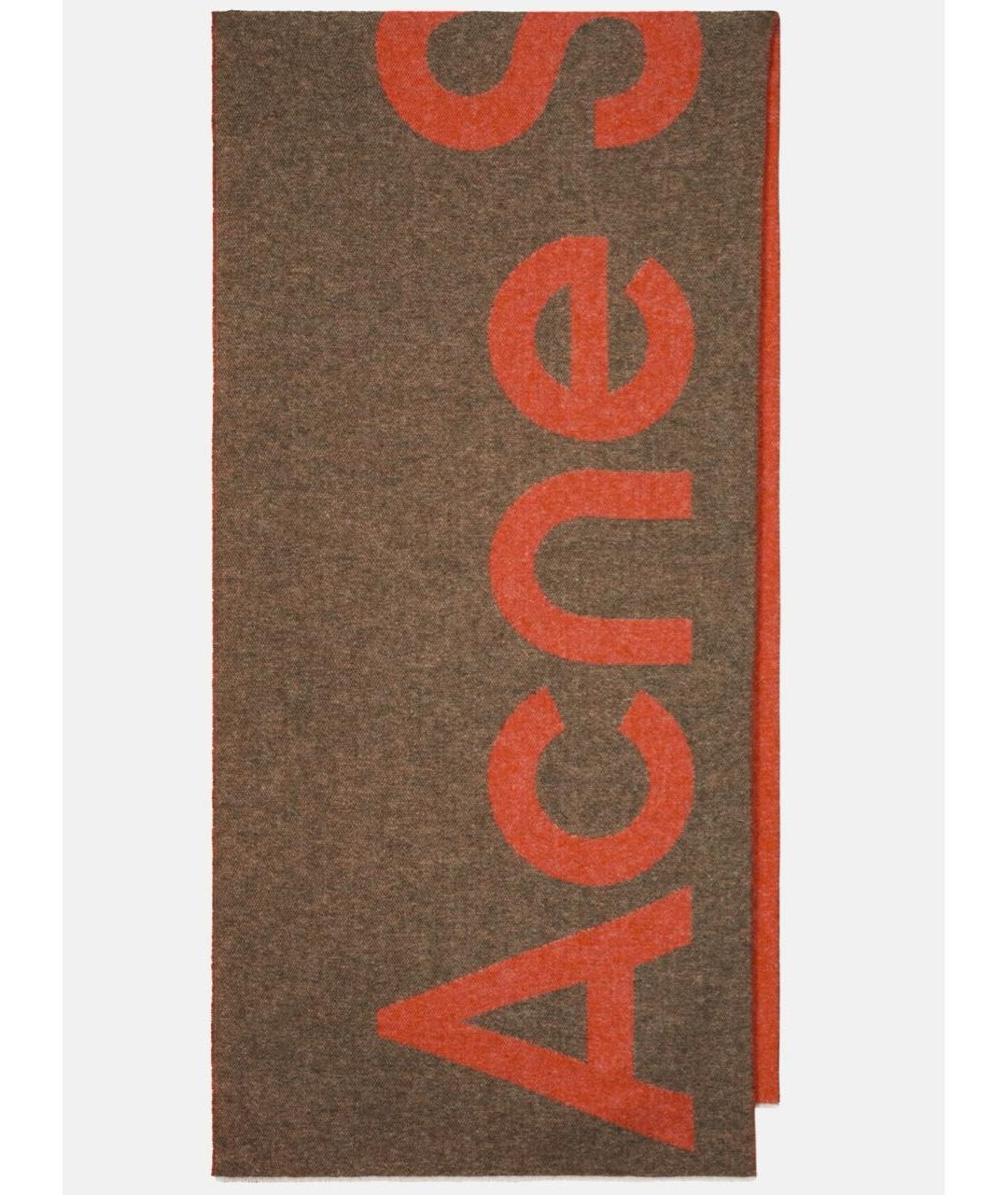 ACNE STUDIOS Коричневый шерстяной шарф, фото 2