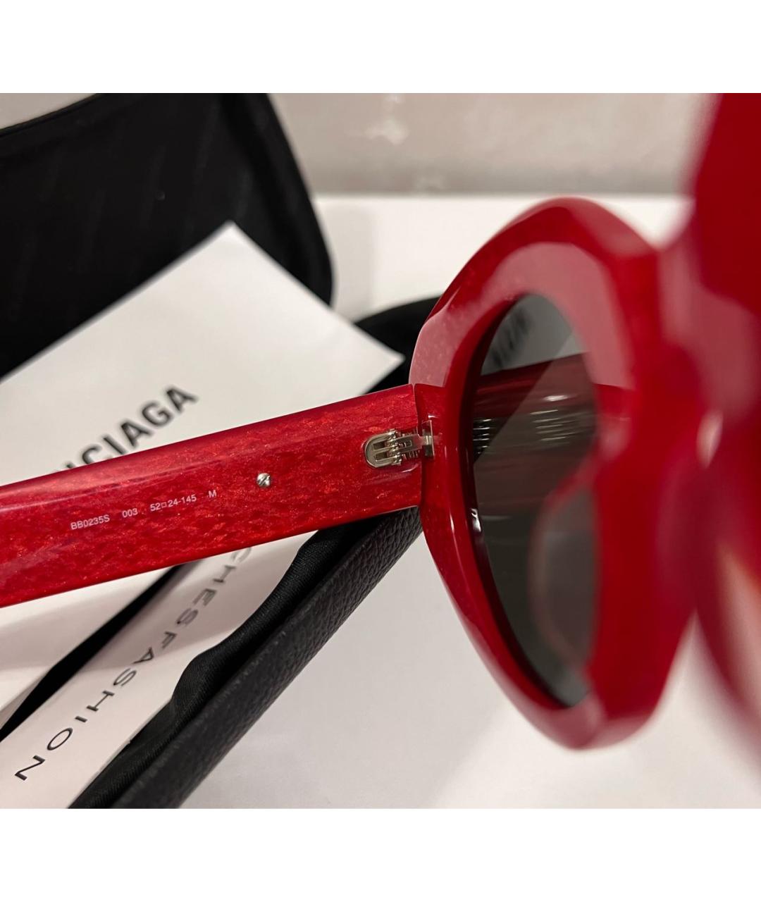 BALENCIAGA Красные пластиковые солнцезащитные очки, фото 8