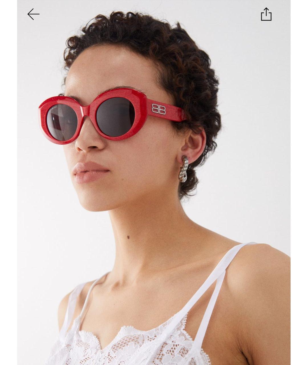 BALENCIAGA Красные пластиковые солнцезащитные очки, фото 2