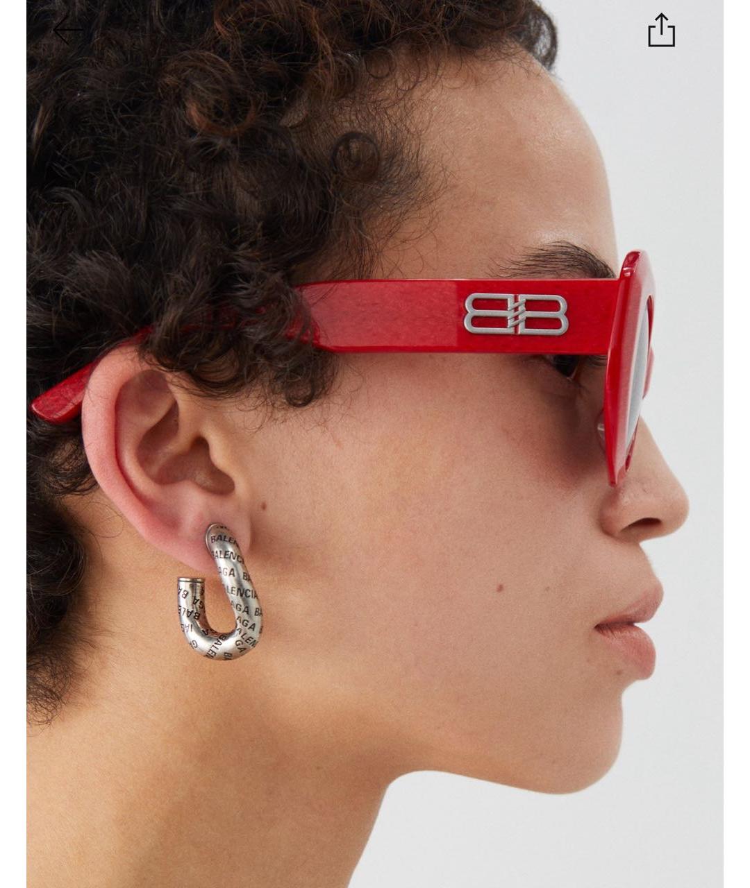 BALENCIAGA Красные пластиковые солнцезащитные очки, фото 3