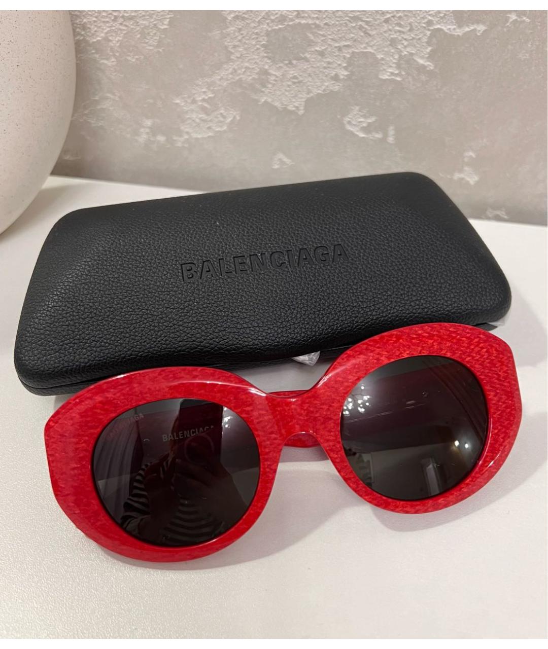 BALENCIAGA Красные пластиковые солнцезащитные очки, фото 5