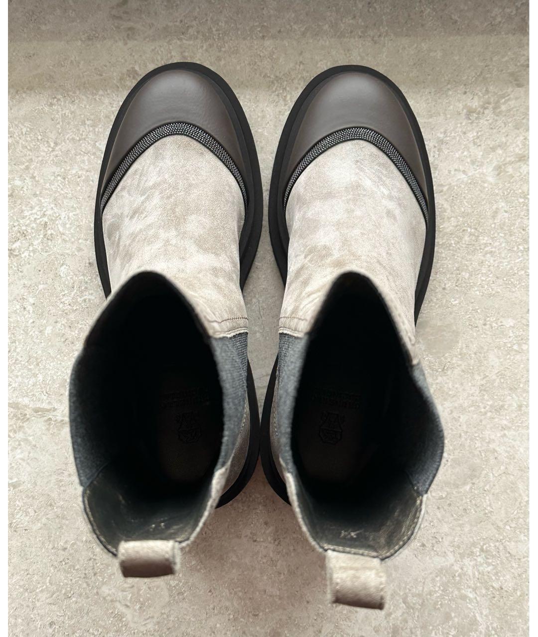 BRUNELLO CUCINELLI Бежевые замшевые ботинки, фото 3