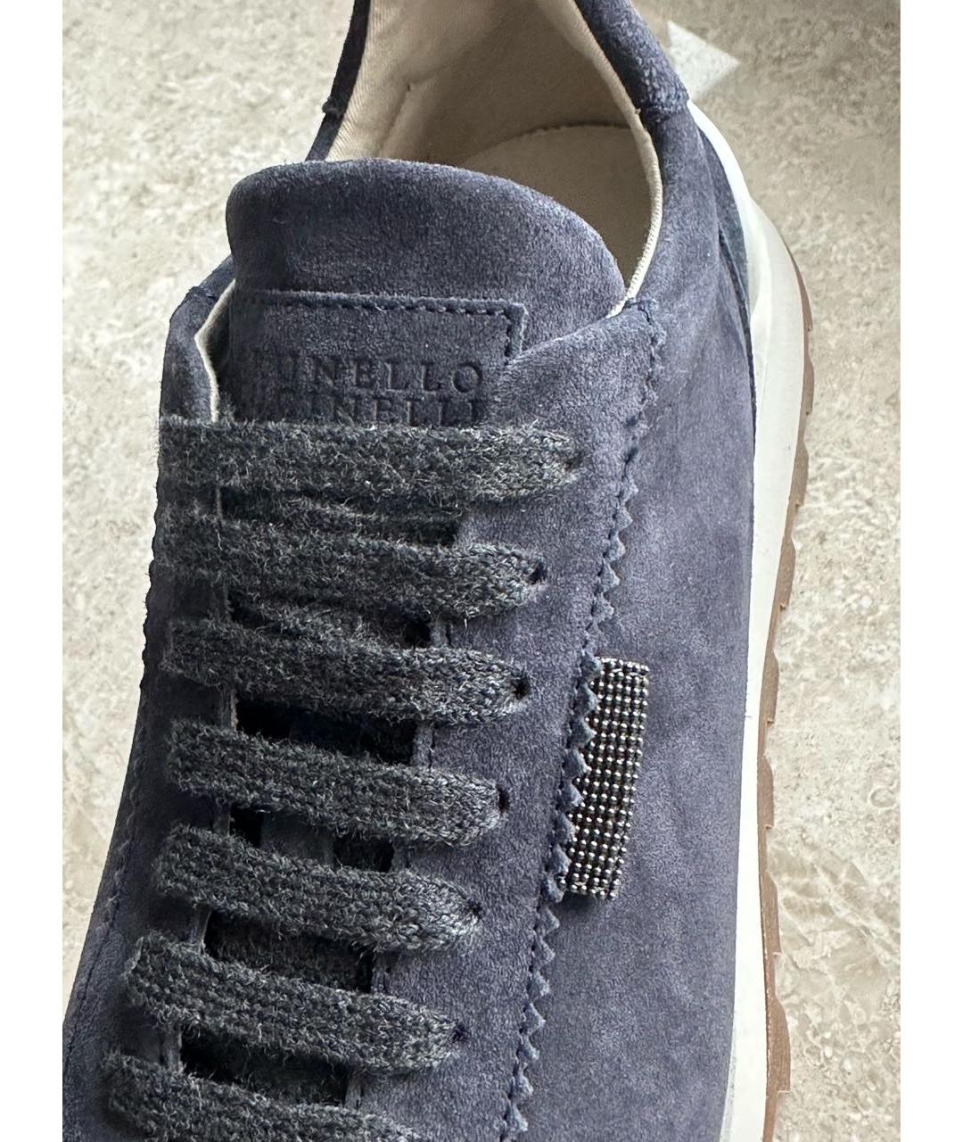 BRUNELLO CUCINELLI Темно-синие замшевые кроссовки, фото 6