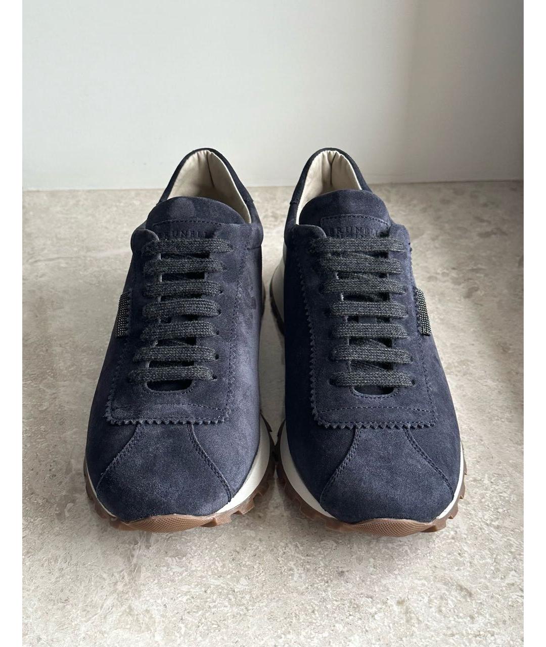 BRUNELLO CUCINELLI Темно-синие замшевые кроссовки, фото 2