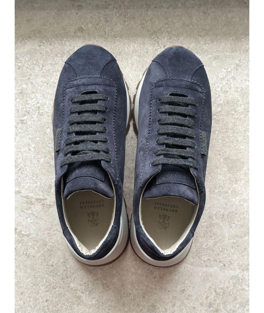 BRUNELLO CUCINELLI Темно-синие замшевые кроссовки, фото 3