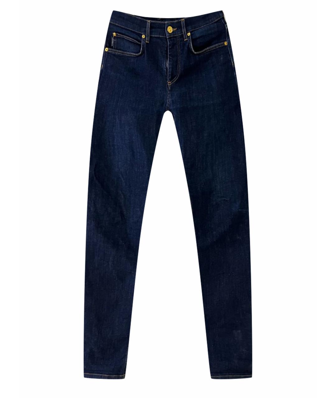 VERSACE Темно-синие хлопко-эластановые джинсы скинни, фото 1