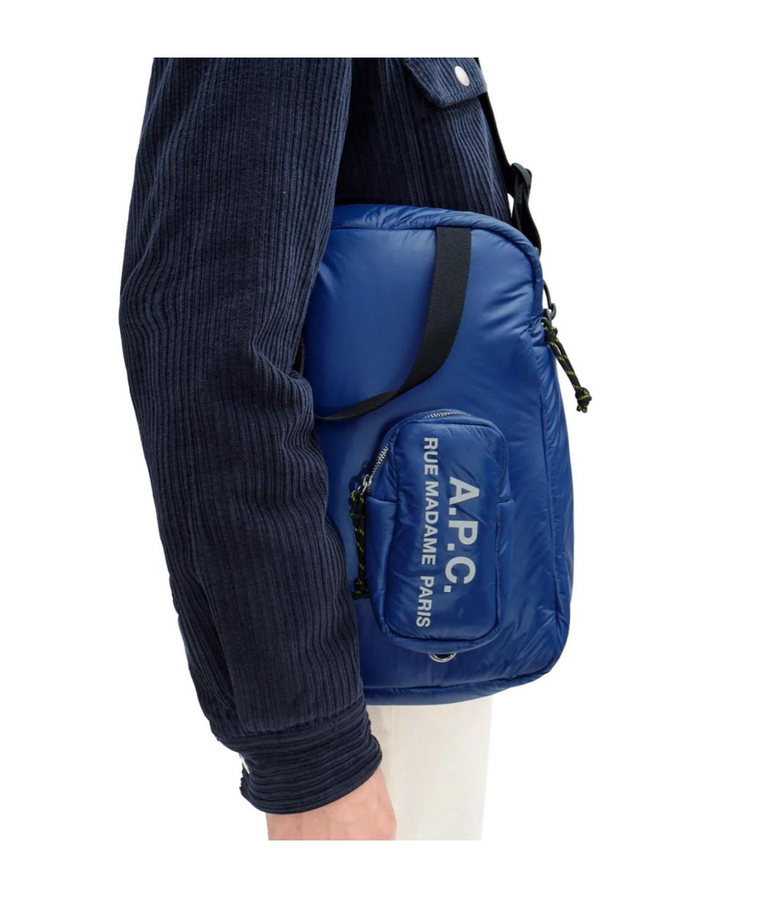 A.P.C. Синяя синтетическая сумка на плечо, фото 3