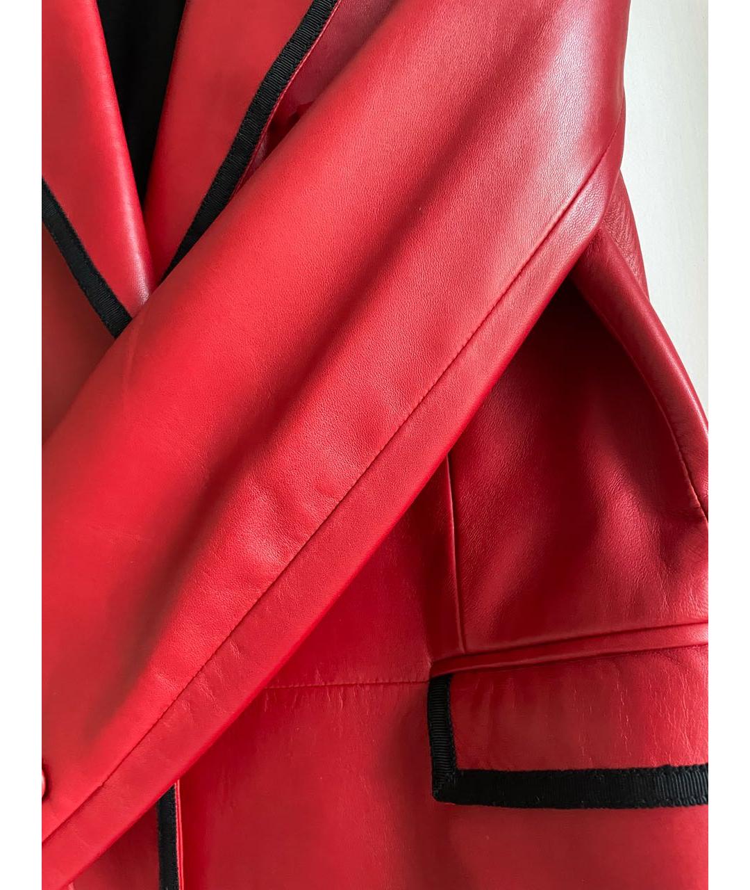 SAINT LAURENT Красный кожаный жакет/пиджак, фото 7
