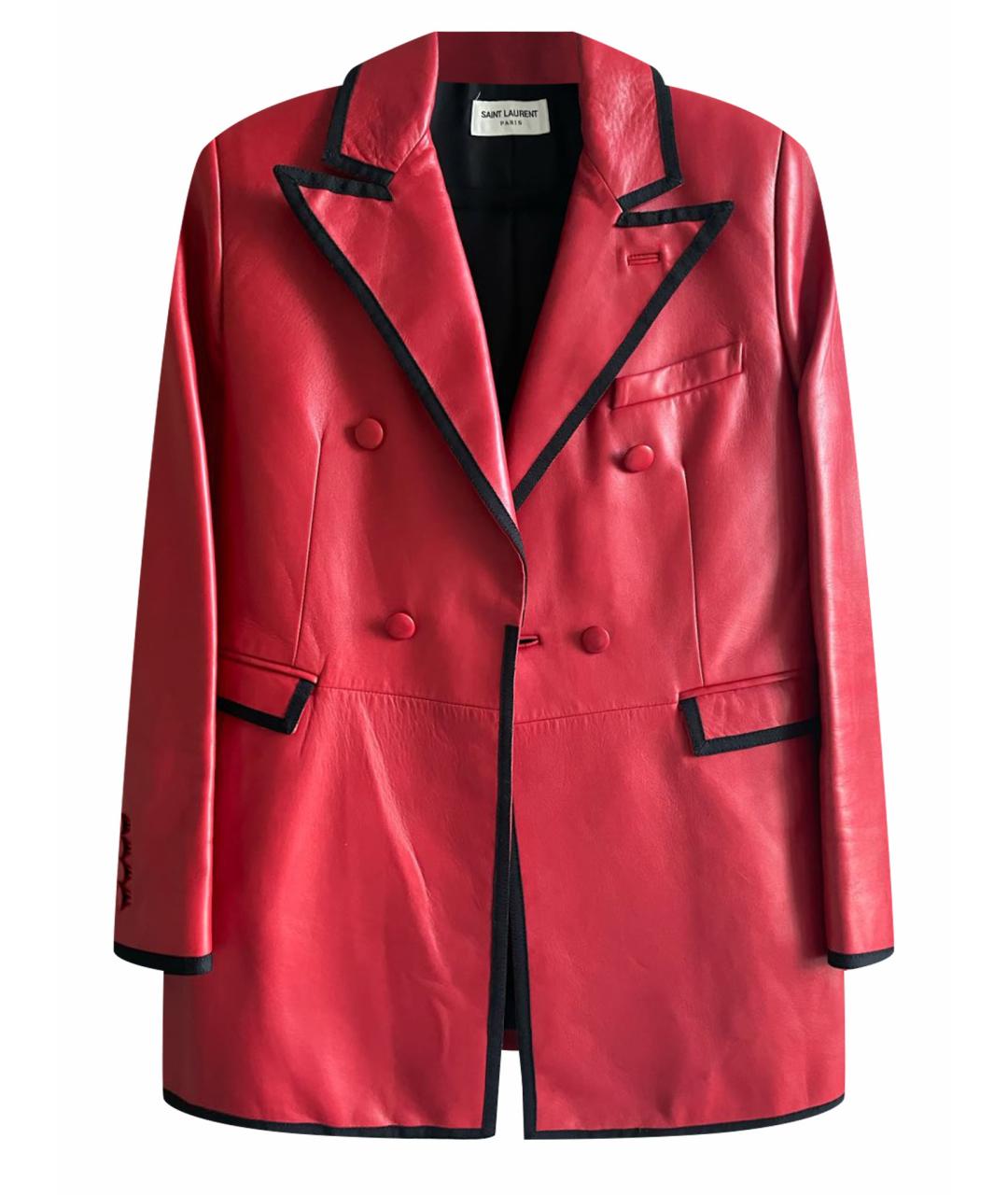 SAINT LAURENT Красный кожаный жакет/пиджак, фото 1