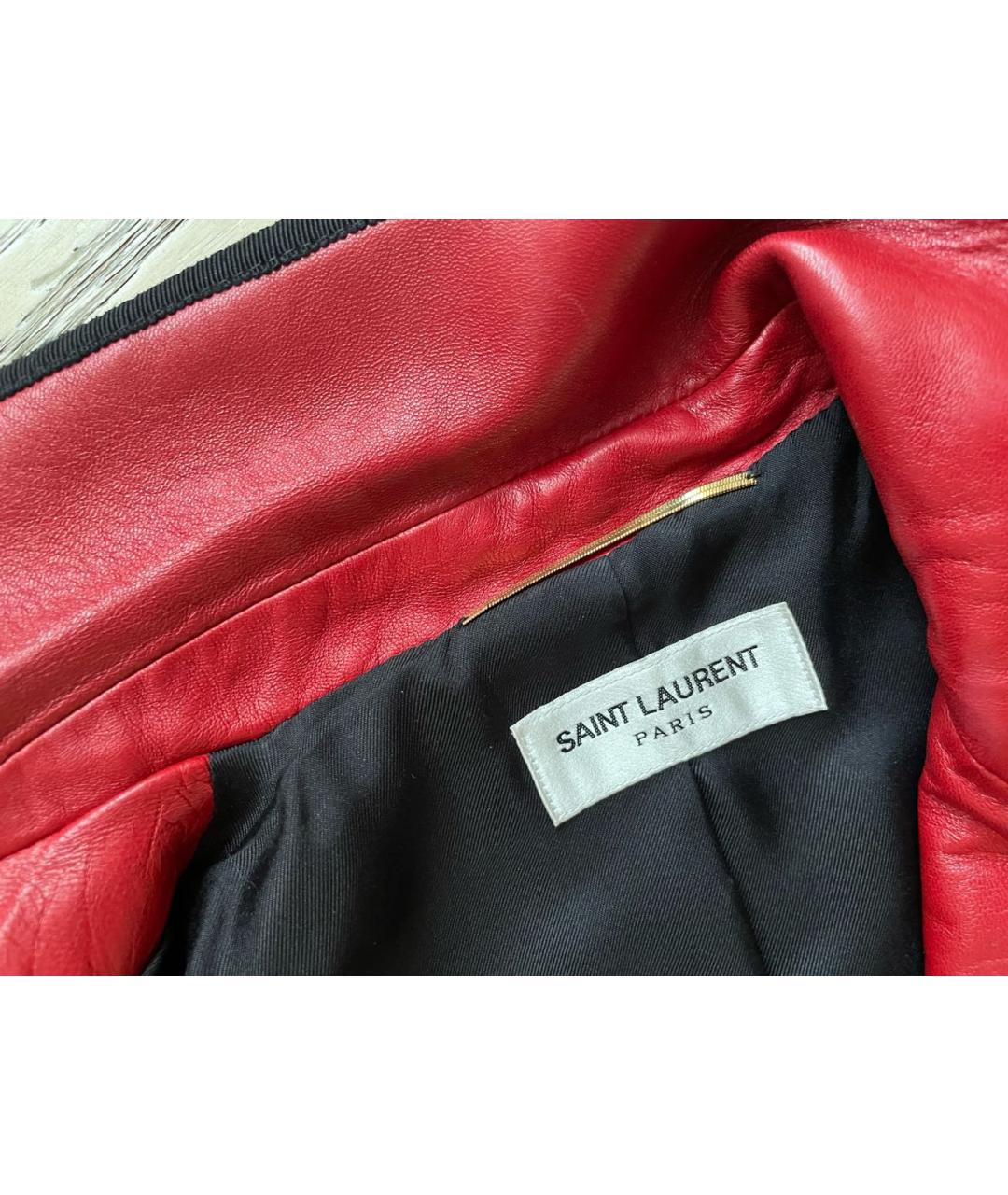 SAINT LAURENT Красный кожаный жакет/пиджак, фото 3