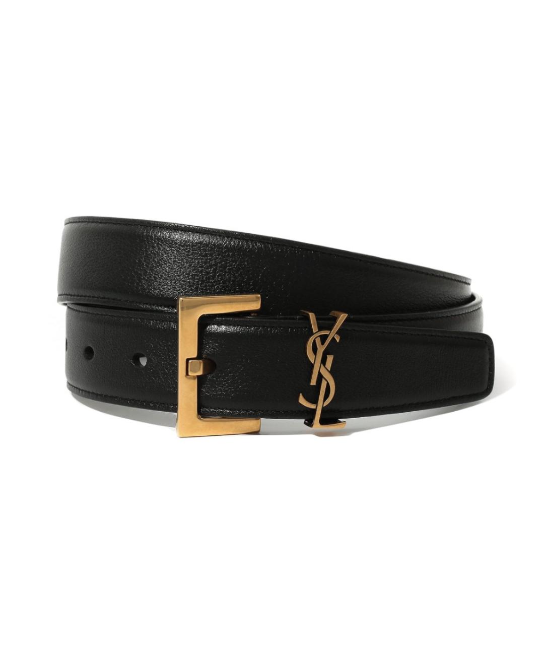 SAINT LAURENT Черный кожаный ремень, фото 7