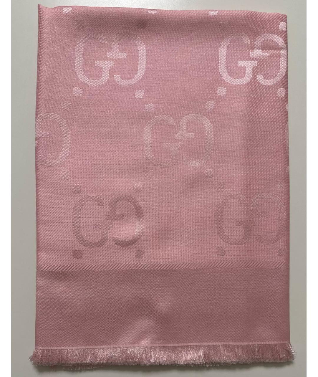 GUCCI Розовый шерстяной платок, фото 9