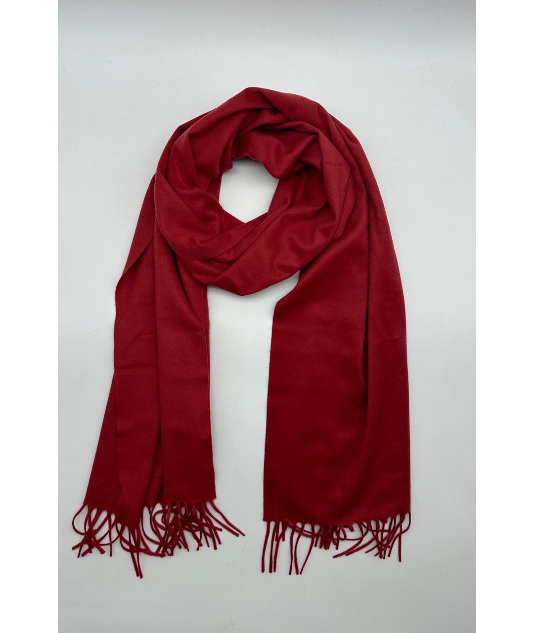 LORO PIANA Красный шерстяной шарф, фото 5