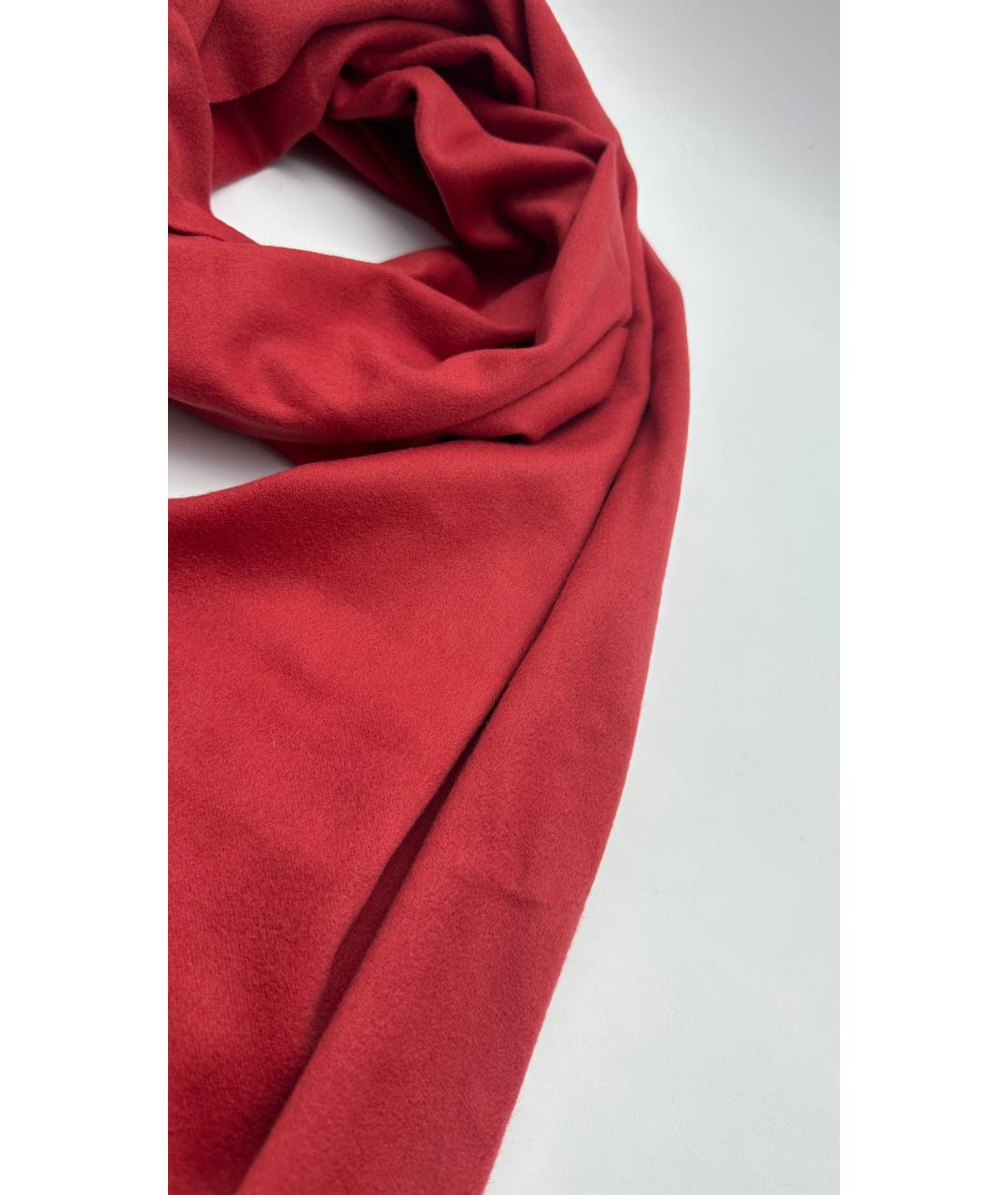 LORO PIANA Красный шерстяной шарф, фото 2