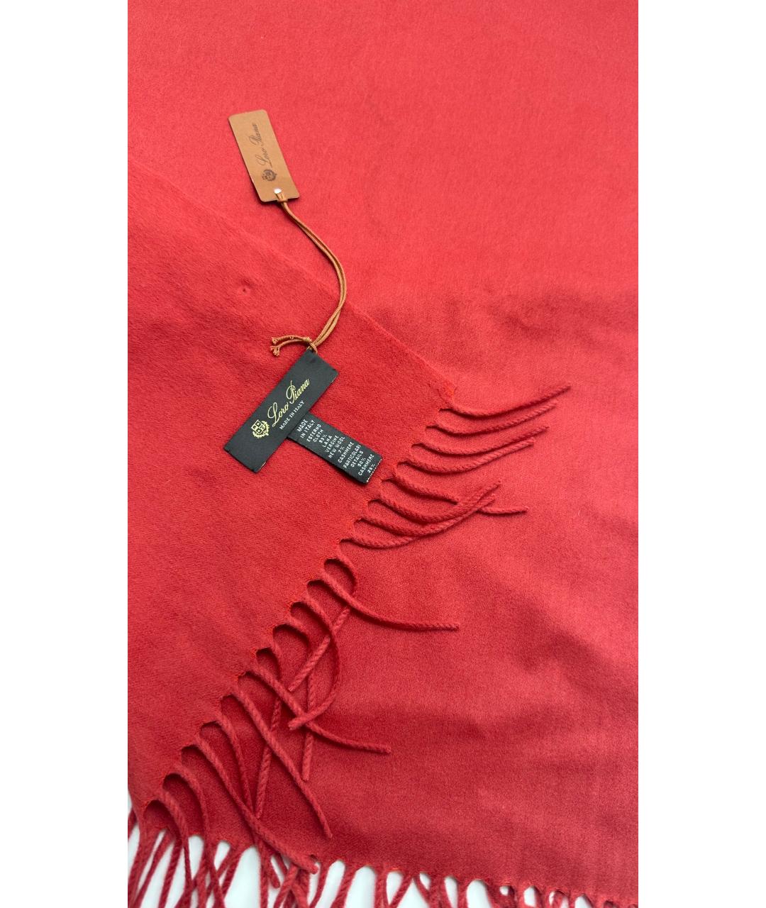 LORO PIANA Красный шерстяной шарф, фото 3